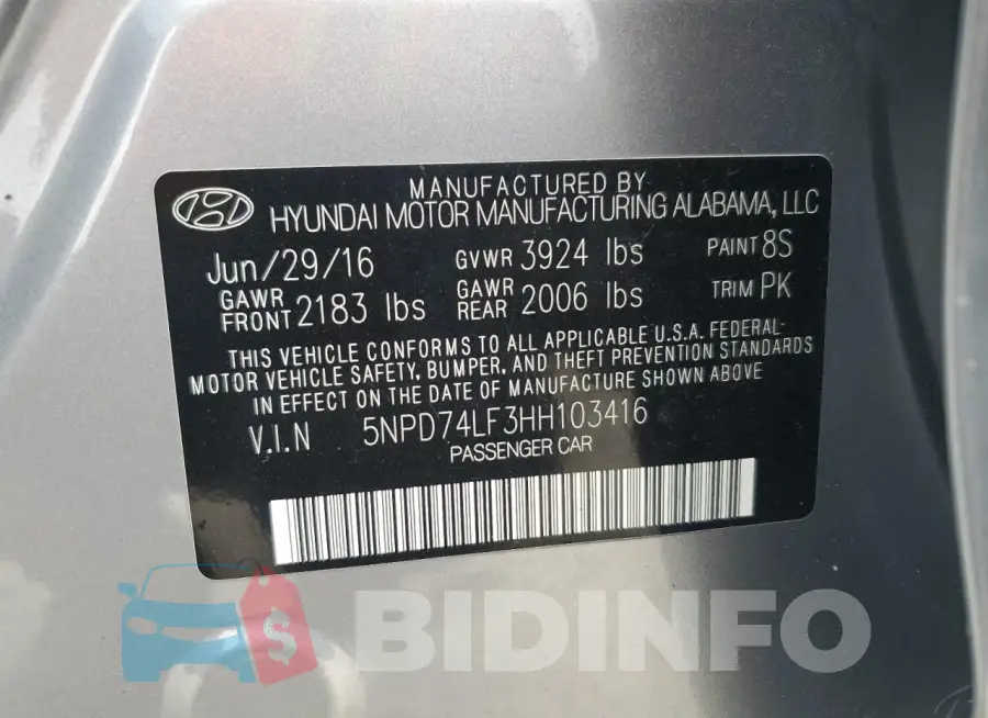 5NPD74LF3HH103416 Photo# 12