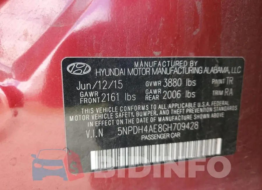 5NPDH4AE8GH709428 Photo# 13