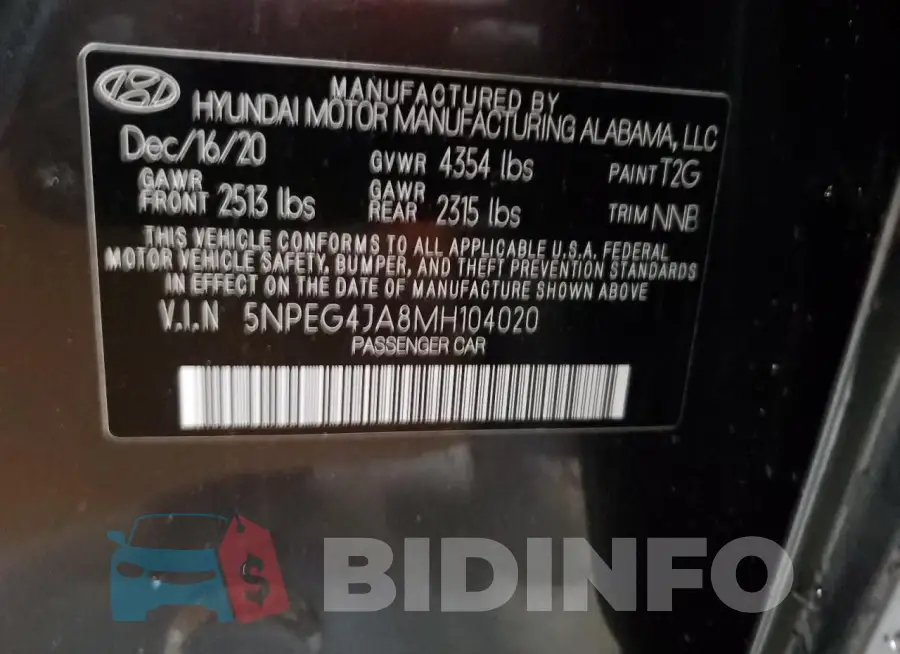 5NPEG4JA8MH104020 Photo# 13