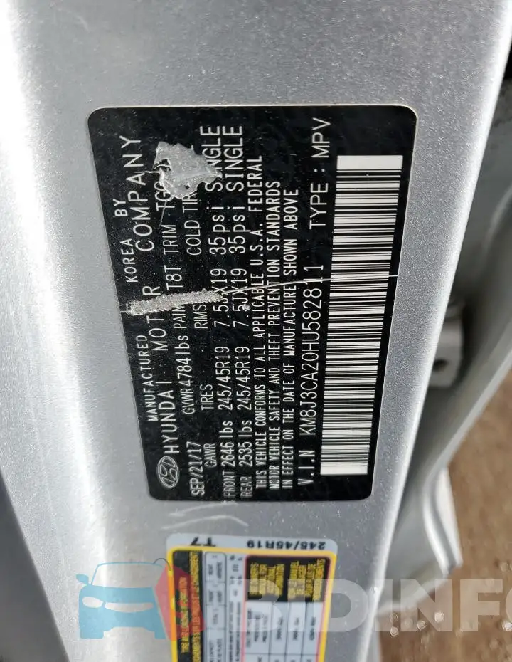 KM8J3CA20HU582811 Photo# 12