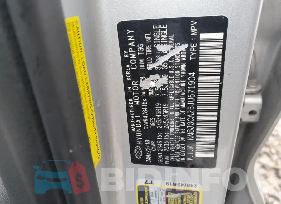 KM8J3CA26JU671904 Photo# 12