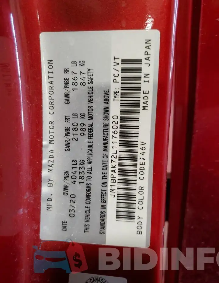 JM1BPAK72L1176020 Photo# 12