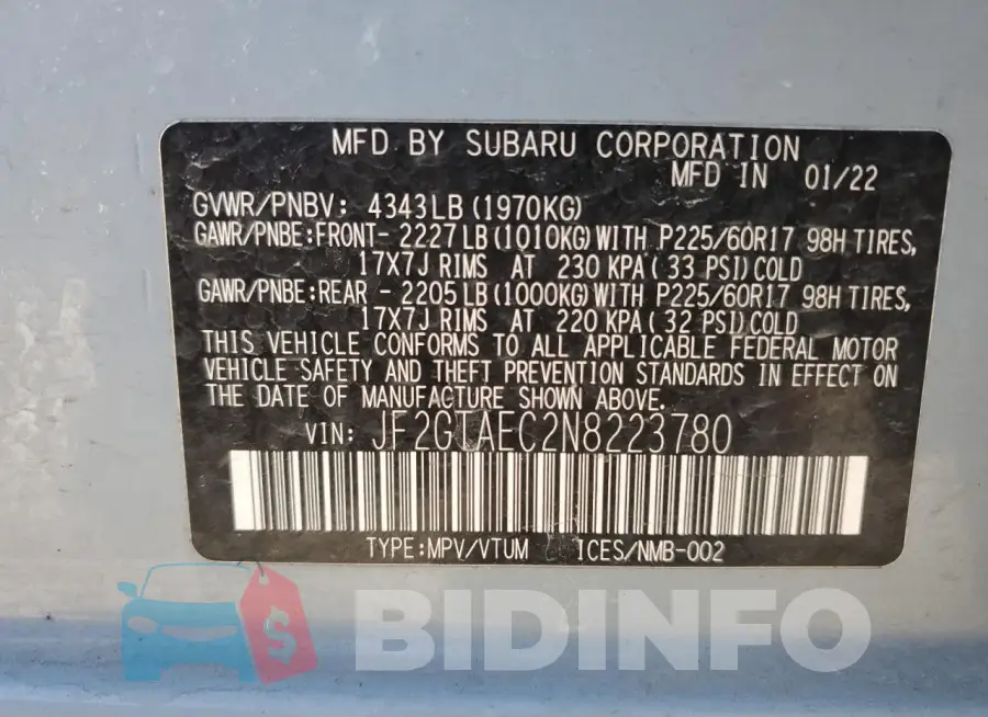 JF2GTAEC2N8223780 Photo# 14