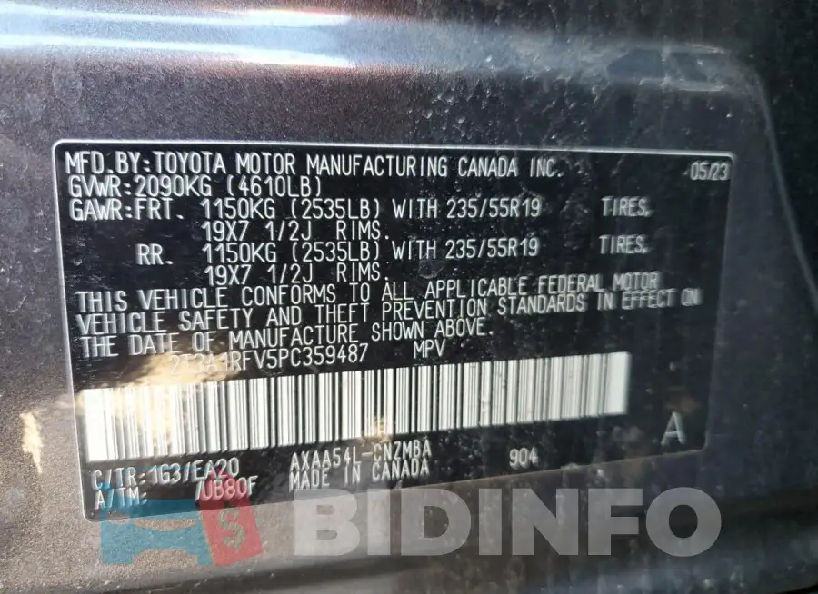 2T3A1RFV5PC359487 Photo# 14