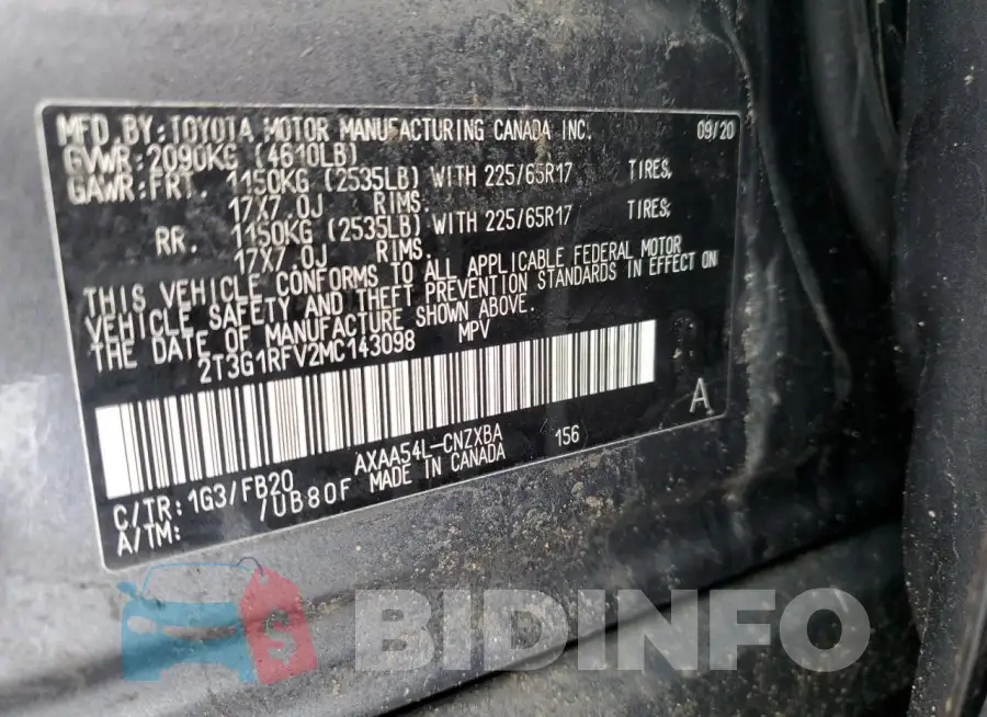 2T3G1RFV2MC143098 Photo# 14