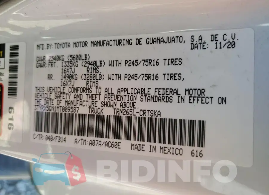3TYRX5GN1MT009587 Photo# 12