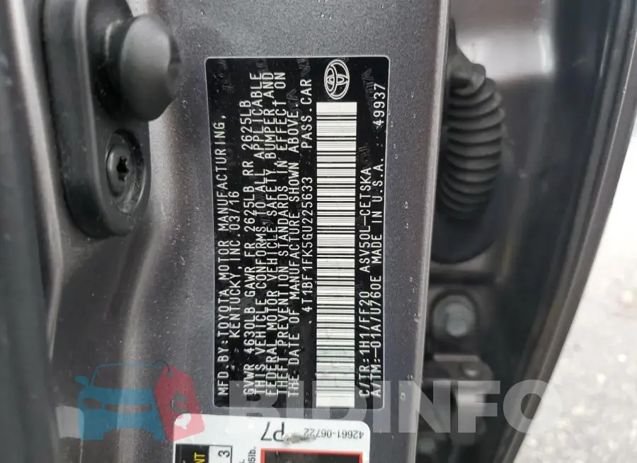 4T1BF1FK5GU225633 Photo# 13