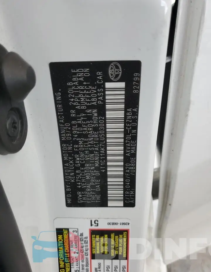 4T1C11AK7LU503002 Photo# 12
