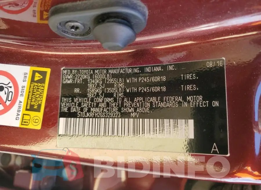 5TDJKRFH2GS329323 Photo# 13