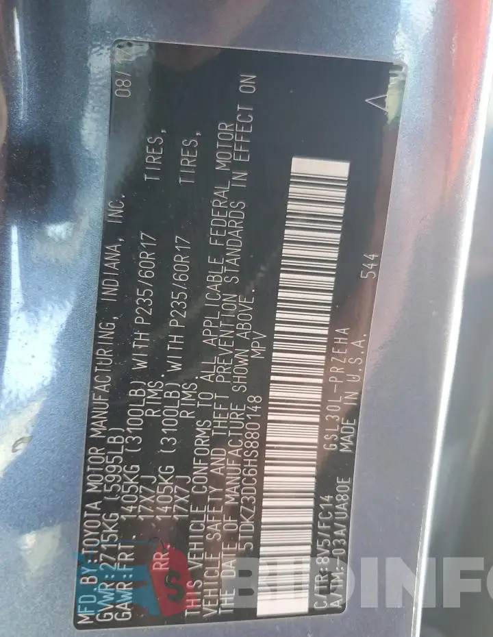 5TDKZ3DC6HS880148 Photo# 13
