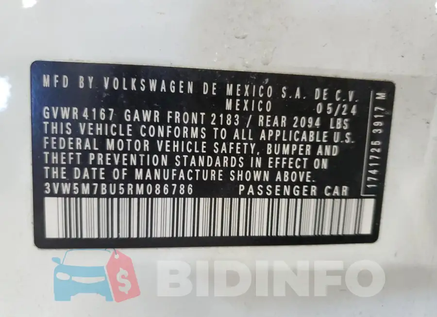 3VW5M7BU5RM086786 Photo# 12