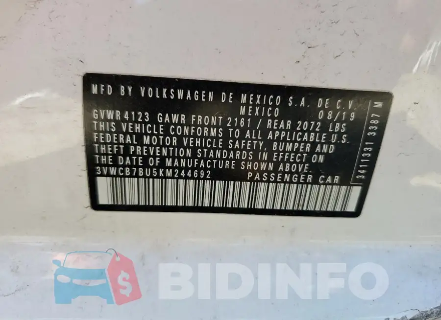 3VWCB7BU5KM244692 Photo# 12