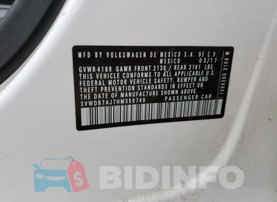 3VWDB7AJ7HM359749 Photo# 12