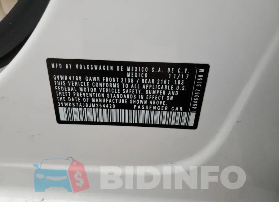 3VWDB7AJ8JM254420 Photo# 12