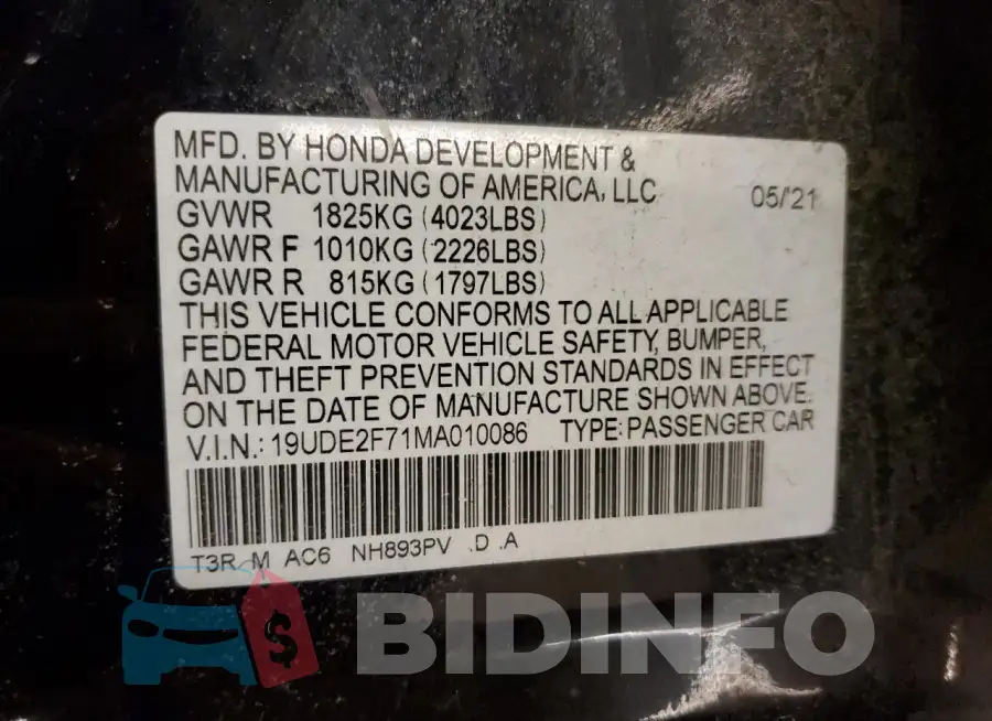19UDE2F71MA010086 Photo# 12
