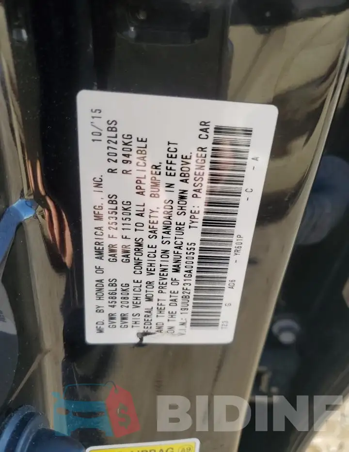19UUB2F31GA000555 Photo# 12