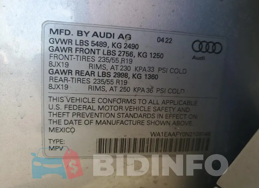 WA1EAAFY0N2109148 Photo# 13