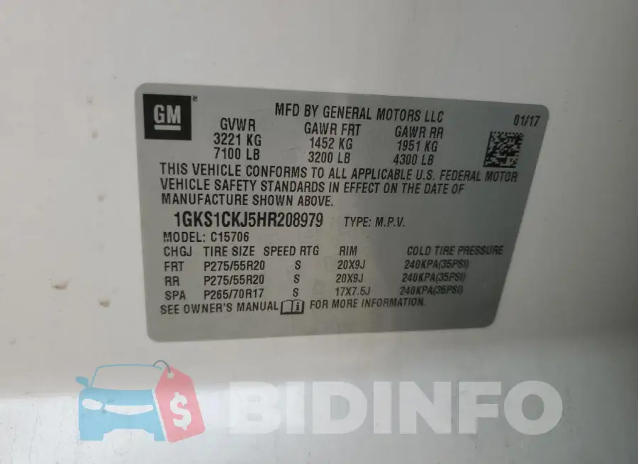 1GKS1CKJ5HR208979 Photo# 14