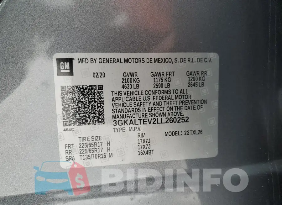 3GKALTEV2LL260252 Photo# 13