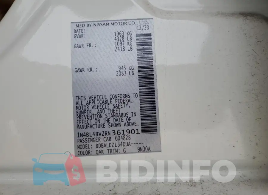 1N4BL4BV2RN361901 Photo# 12