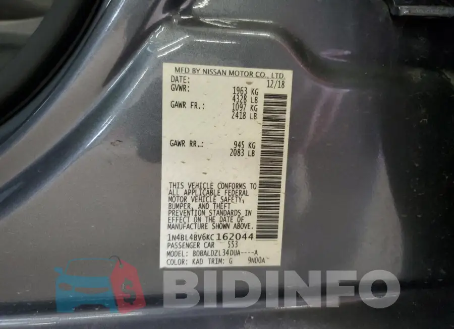 1N4BL4BV6KC162044 Photo# 12