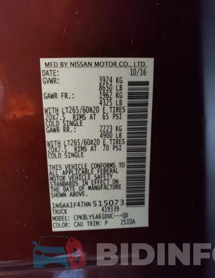 1N6AA1F47HN515073 Photo# 12