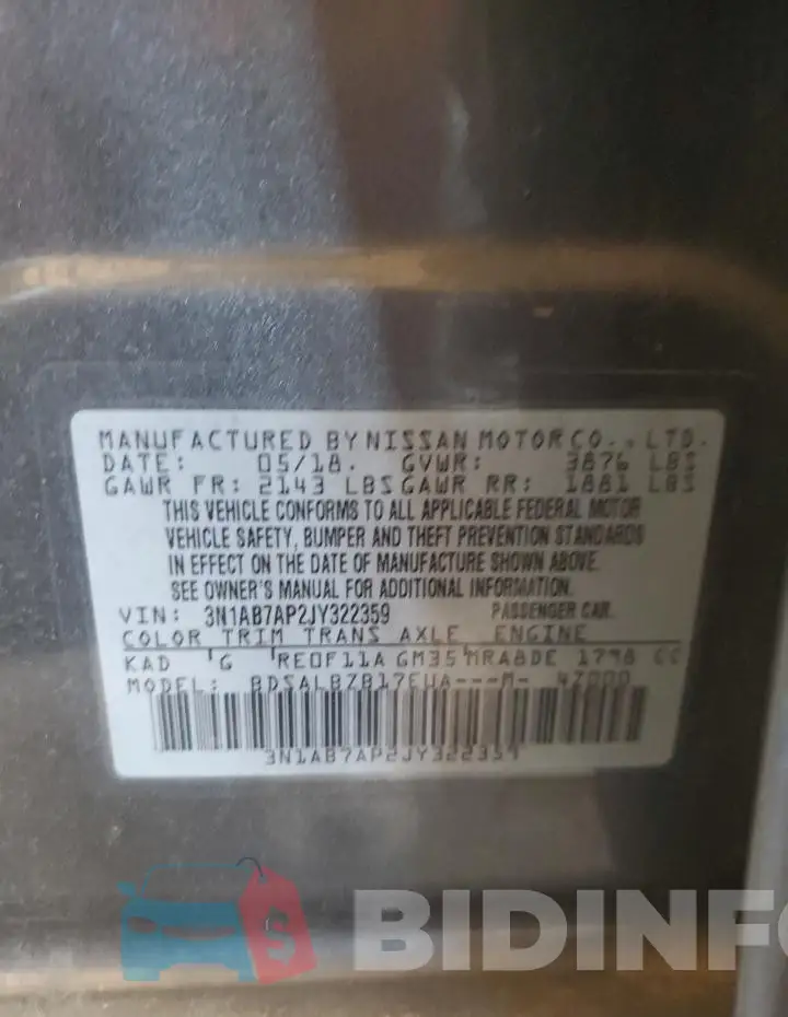 3N1AB7AP2JY322359 Photo# 12