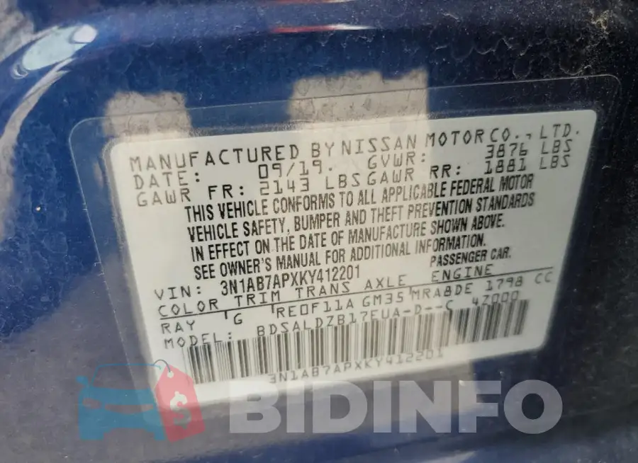 3N1AB7APXKY412201 Photo# 12