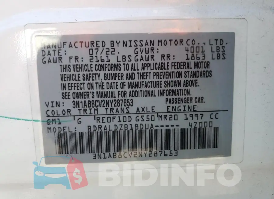 3N1AB8CV2NY287653 Photo# 13