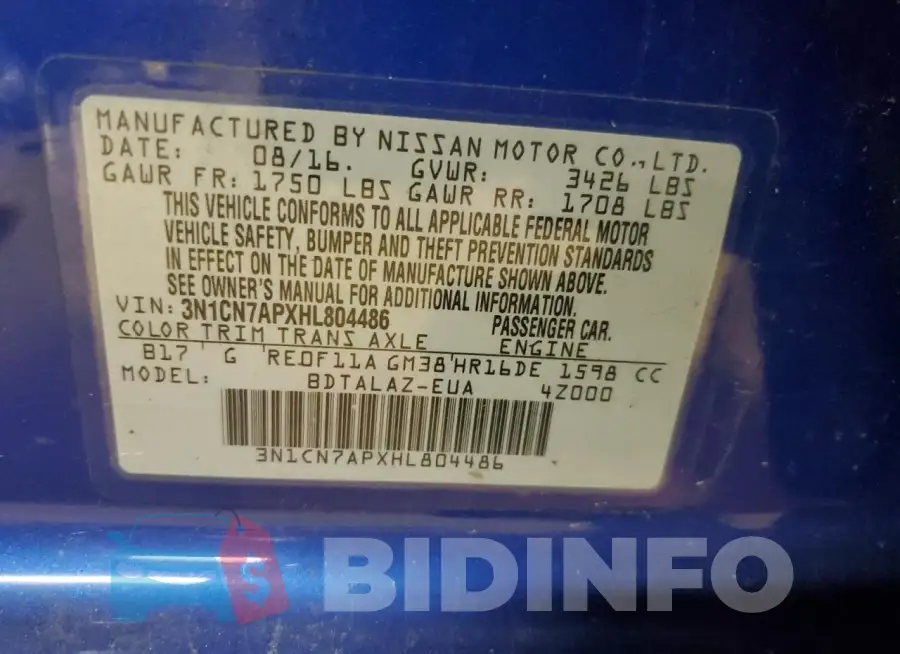 3N1CN7APXHL804486 Photo# 12