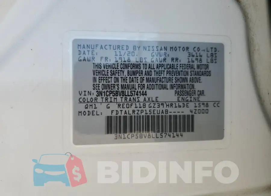 3N1CP5BV8LL574144 Photo# 13