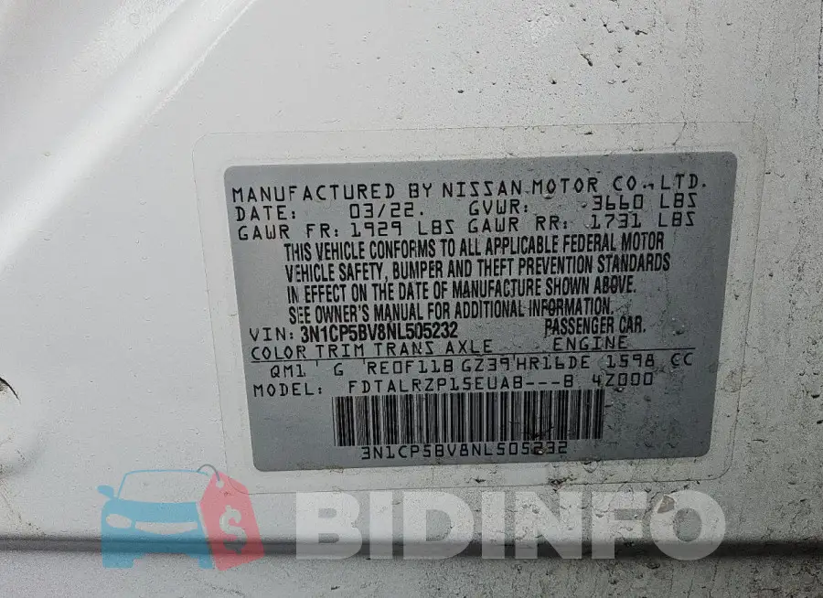 3N1CP5BV8NL505232 Photo# 12