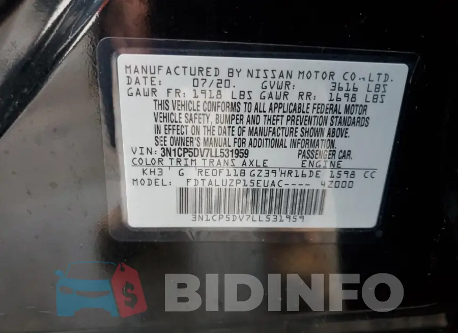 3N1CP5DV7LL531959 Photo# 13