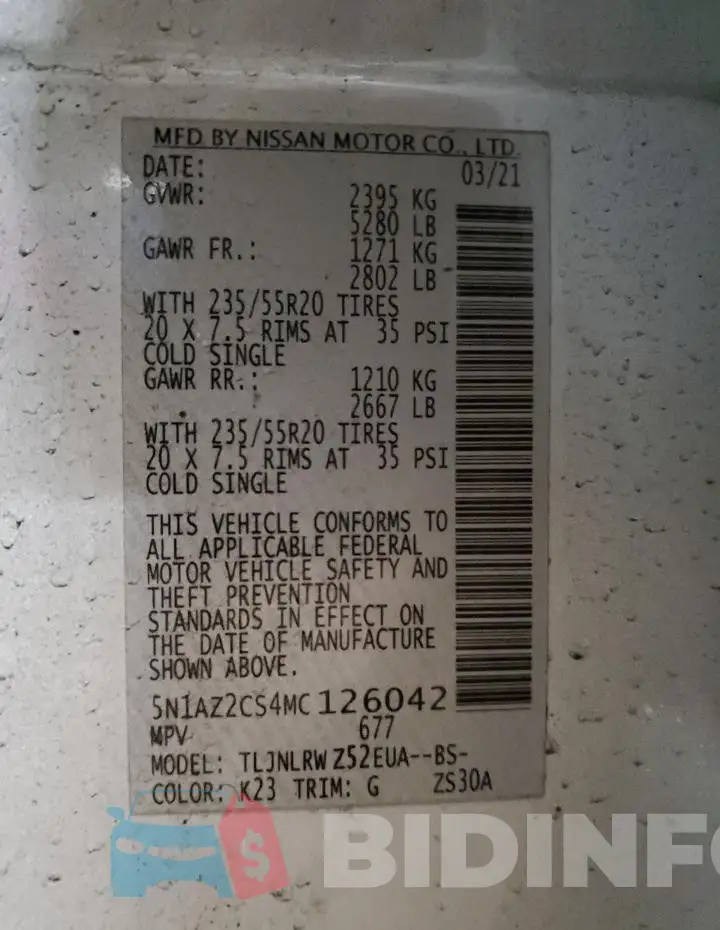 5N1AZ2CS4MC126042 Photo# 13