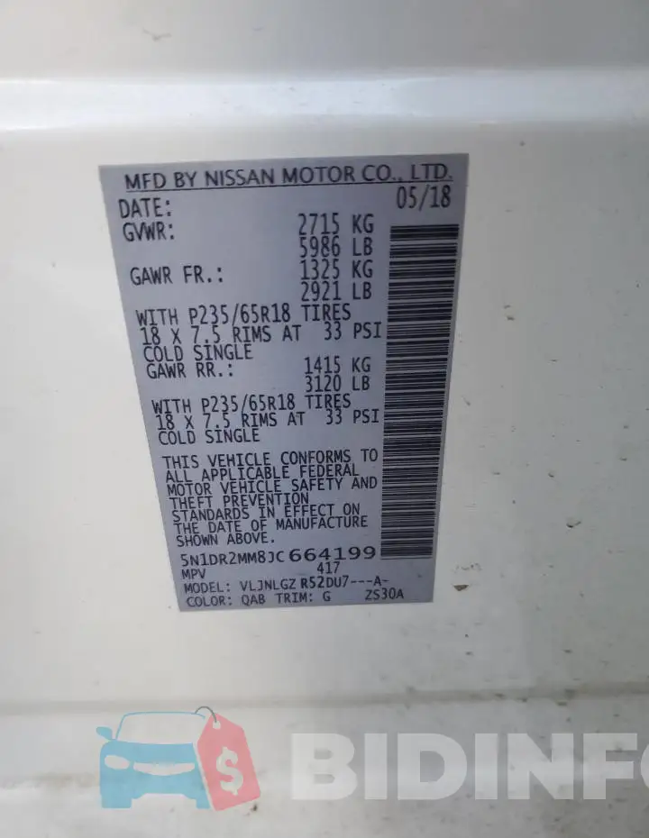 5N1DR2MM8JC664199 Photo# 13
