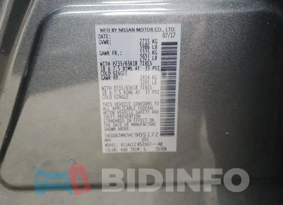 5N1DR2MN7HC905172 Photo# 12