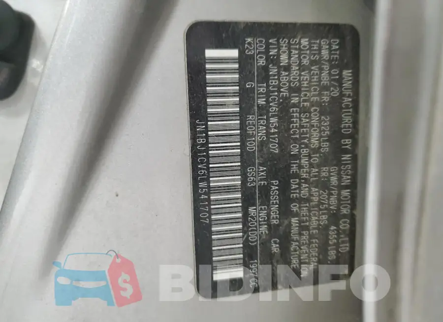JN1BJ1CV6LW541707 Photo# 13