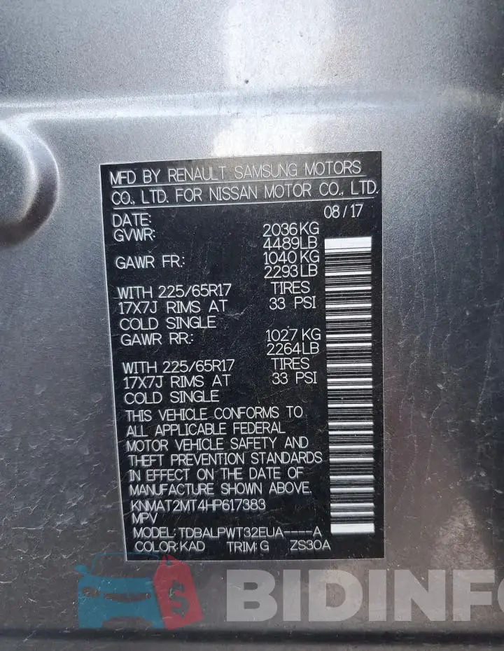 KNMAT2MT4HP617383 Photo# 13