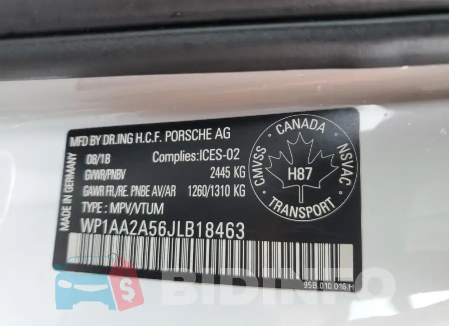 WP1AA2A56JLB18463 Photo# 13