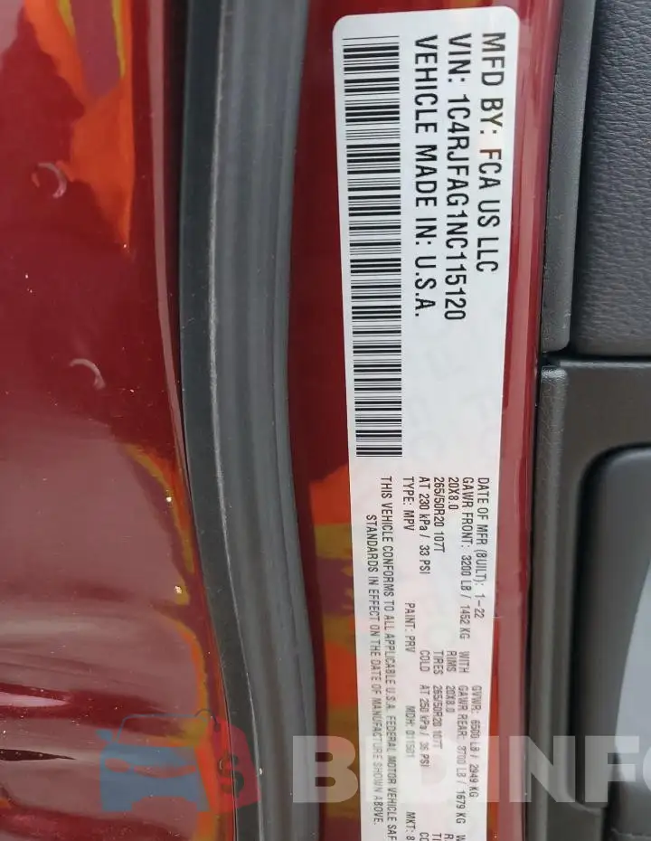 1C4RJFAG1NC115120 Photo# 13