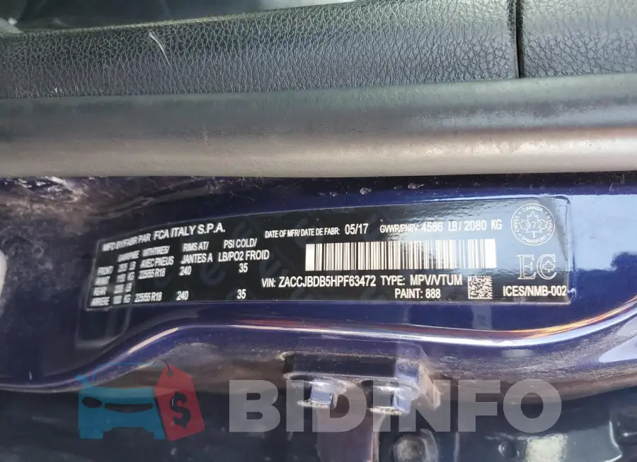 ZACCJBDB5HPF63472 Photo# 13