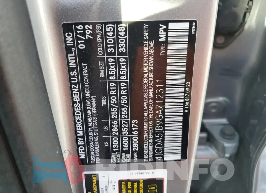 4JGDA5JB9GA712311 Photo# 13