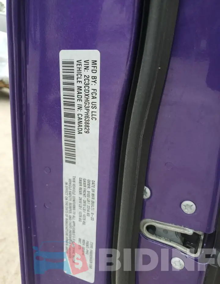 2C3CDXHG3PH638829 Photo# 12