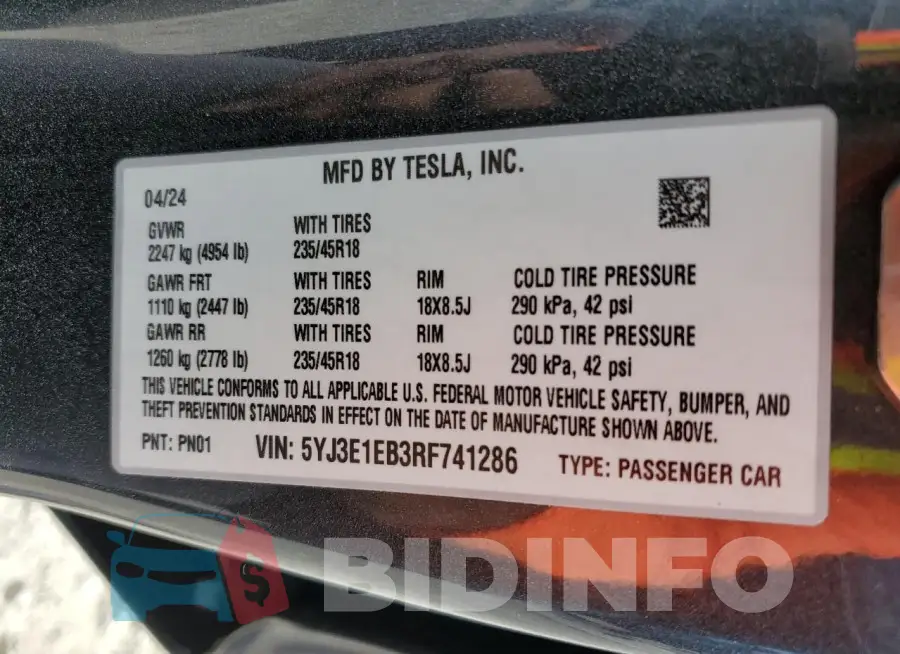 5YJ3E1EB3RF741286 Photo# 12
