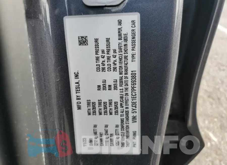 5YJ3E1EC7PF693801 Photo# 12