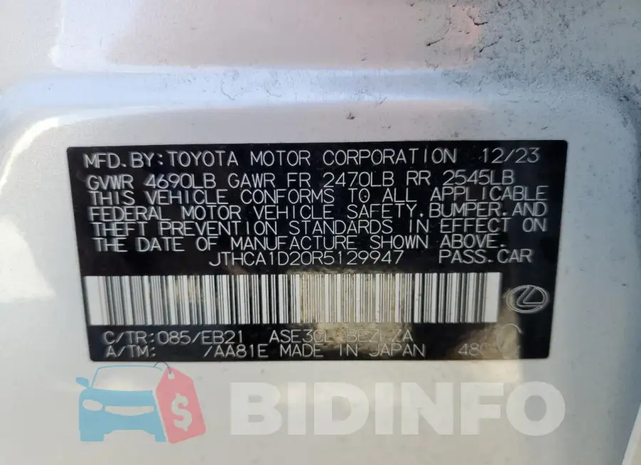 JTHCA1D20R5129947 Photo# 13