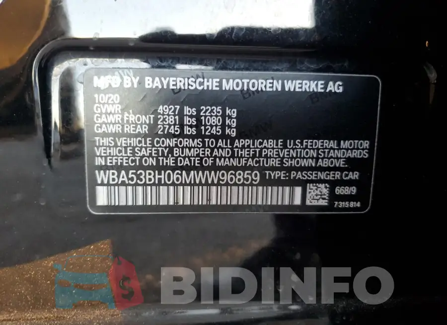 WBA53BH06MWW96859 Photo# 13