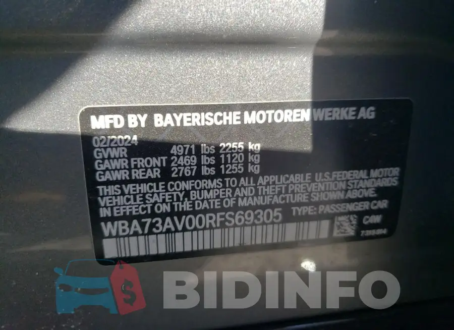 WBA73AV00RFS69305 Photo# 12