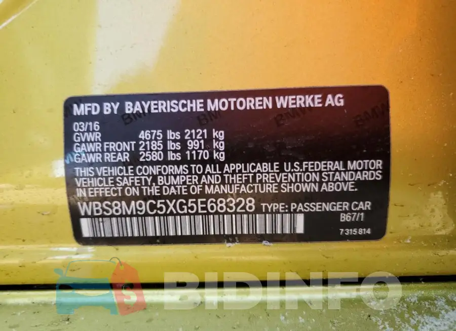 WBS8M9C5XG5E68328 Photo# 12