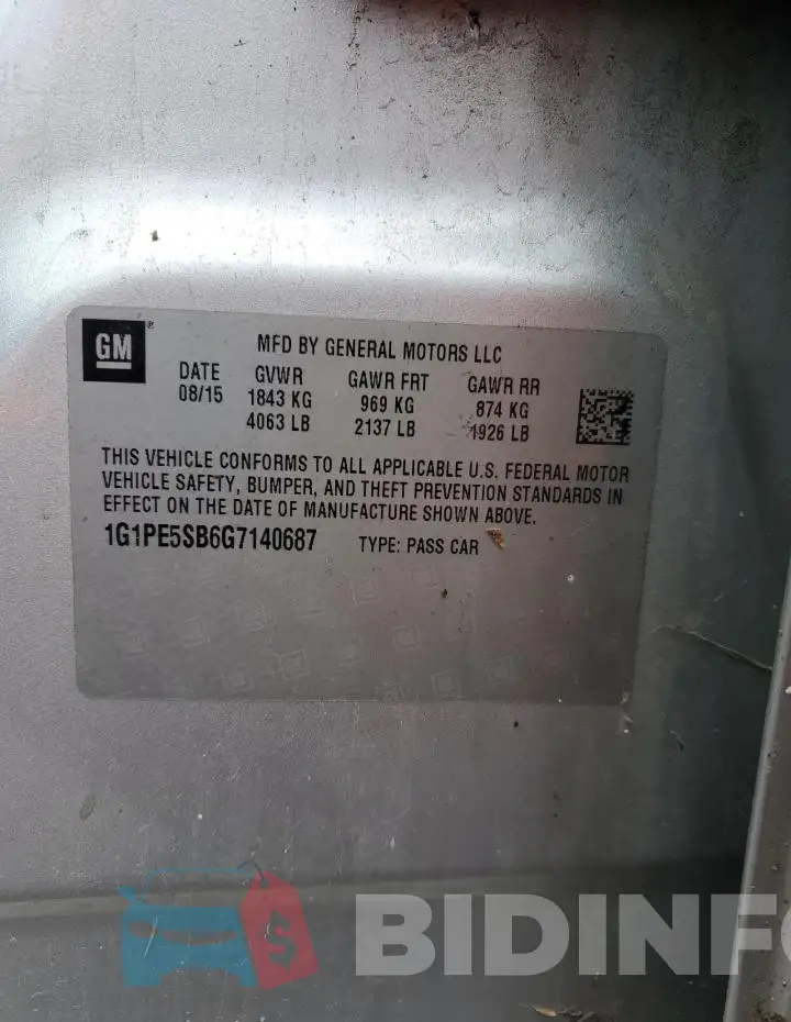 1G1PE5SB6G7140687 Photo# 13